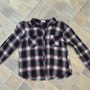 Womens Maurices Black and Red Plaid Button Down Shirt